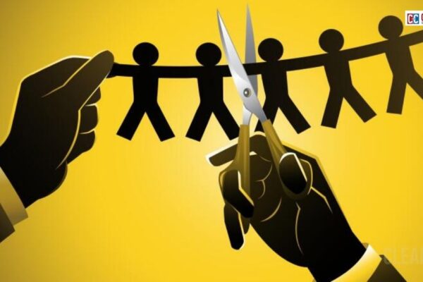 WHO headquarters with global health workers symbolizing job cuts and funding crisis affecting low-income countries